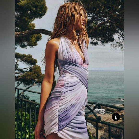 Zara draped printed tulle mini dress - Picture 3 of 10